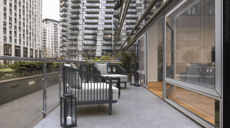 Terrace at the Arena View duplex apartment, computer generated image for illustrative use only, ©Galliard Homes.