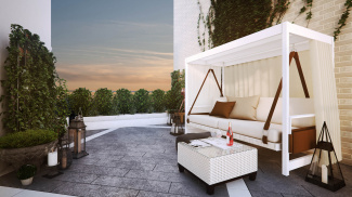 Private roof terrace at Hanway Gardens, computer generated image intended for illustrative purposes only, ©Galliard Homes.