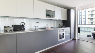 Kitchen area at a Harbour Central apartment, ©Galliard Homes.