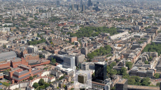 Aerial view of Unison and London, ©Galliard Homes.
