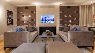 Living room at the Harley House show apartment, computer generated image intended for illustrative purposes only, ©Galliard Homes.