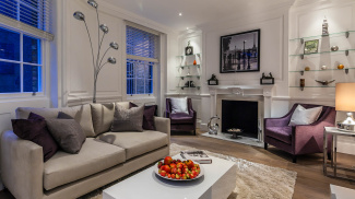 Living room at a Red Lion Court show apartment, ©Galliard Homes.