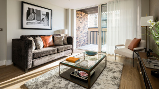 Living area at a Wimbledon Grounds apartment, ©Galliard Homes