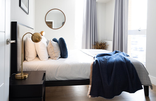 A bed in an apartment for sale in London by Galliard Homes