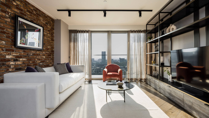 Living room at Apartment 1911 The Stage, ©Galliard Homes.