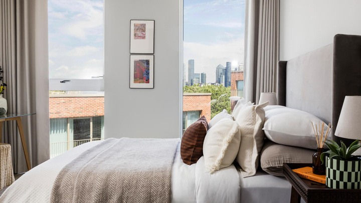 Bedroom at Neptune Wharf ©Galliard Homes.