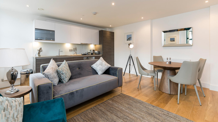 Open-plan kitchen, living and dining area, ©Galliard Homes.