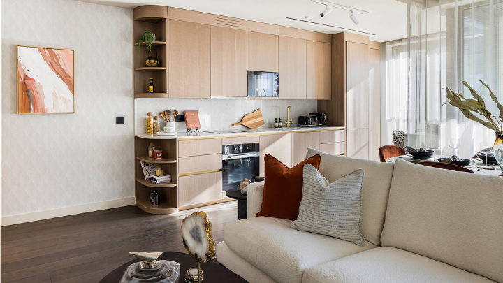 Kitchen area at a TCRW SOHO apartment ©Galliard Homes.