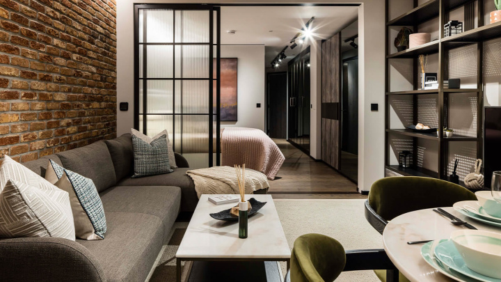 Living room at Apartment 210 The Stage, ©Galliard Homes.