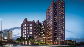 Orchard Wharf exterior,  computer generated image intended for illustrative purposes only, ©Galliard Homes.