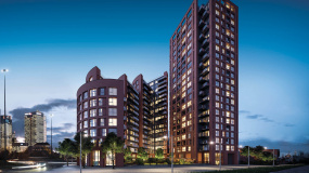 Orchard Wharf exterior, computer generated image intended for illustrative purposes only, ©Galliard Homes.