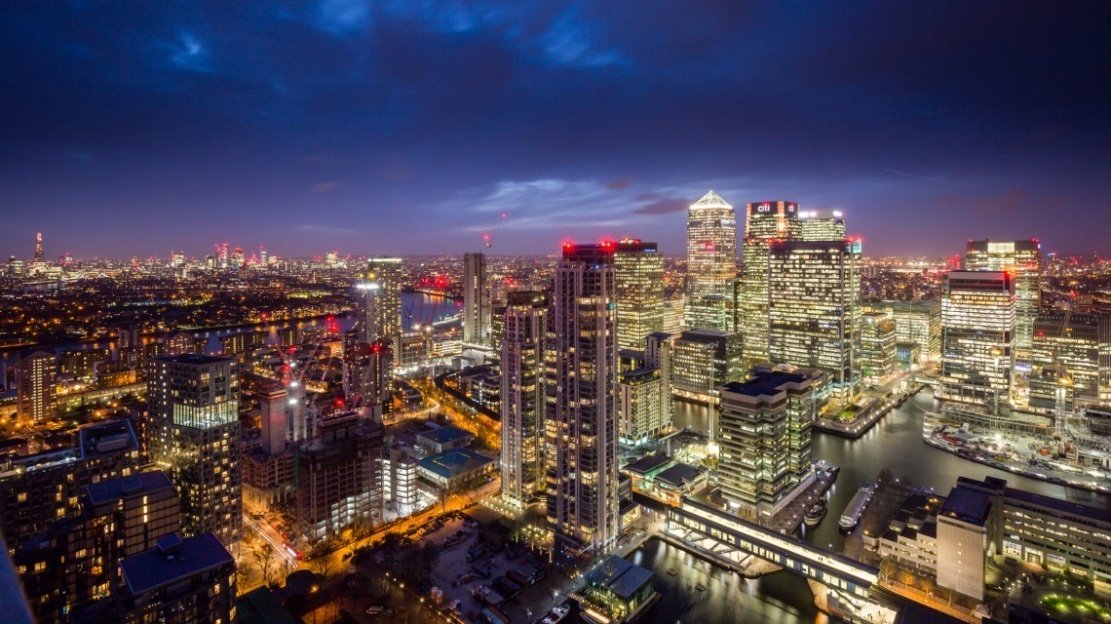 Skyline views from the top floor of Baltimore Tower, ©Galliard Homes. Canary Wharf, Investment, Property, London, Galliard Homes