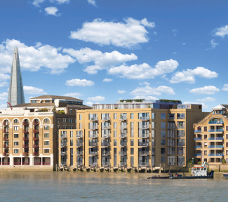 Wapping Riverside rear exterior, computer generated image intended for illustrative purposes only, ©Galliard Homes.