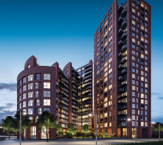 Orchard Wharf exterior ©Galliard Homes. Orchard Wharf exterior ©Galliard Homes.