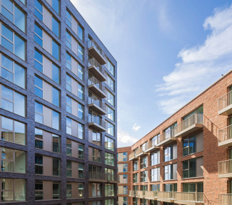 Block A exterior at Neptune Wharf (left) ©Galliard Homes. Block A exterior at Neptune Wharf (left) ©Galliard Homes.