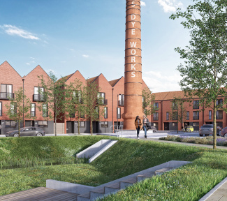 Brooks Dye Works exterior, computer generated image intended for illustrative purposes only, ©Acorn Property Group. Brooks Dye Works exterior, computer generated image intended for illustrative purposes only, ©Acorn Property Group.