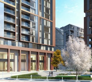 Harbour Central exterior and landscaped piazza, computer generated image intended for illustrative purposes only, ©Galliard Homes. Harbour Central exterior and landscaped piazza, computer generated image intended for illustrative purposes only, ©Galliard Homes.