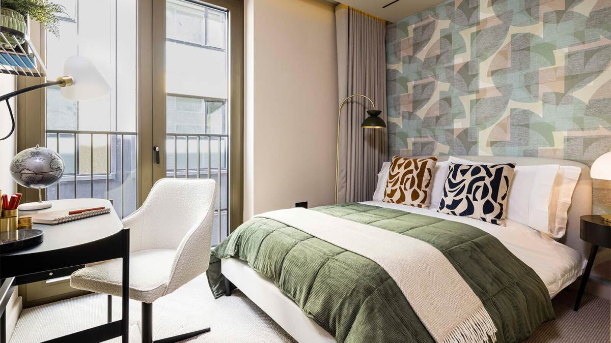 Bedroom at a TCRW SOHO apartment ©Galliard Homes.