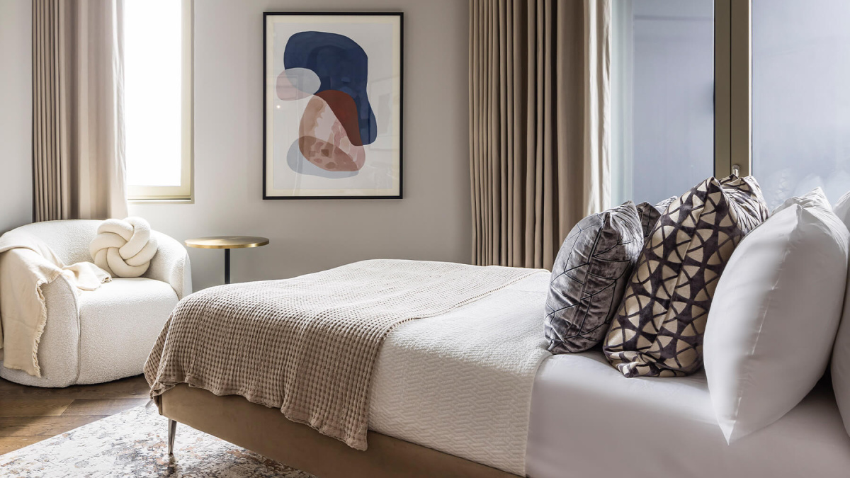 Second bedroom of a two-bedroom apartment at The Stage, ©Galliard Homes.