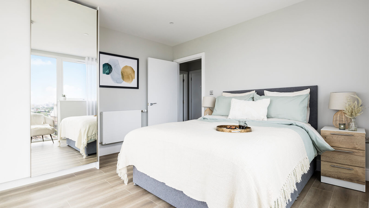 Bedroom at Neptune Wharf ©Galliard Homes.