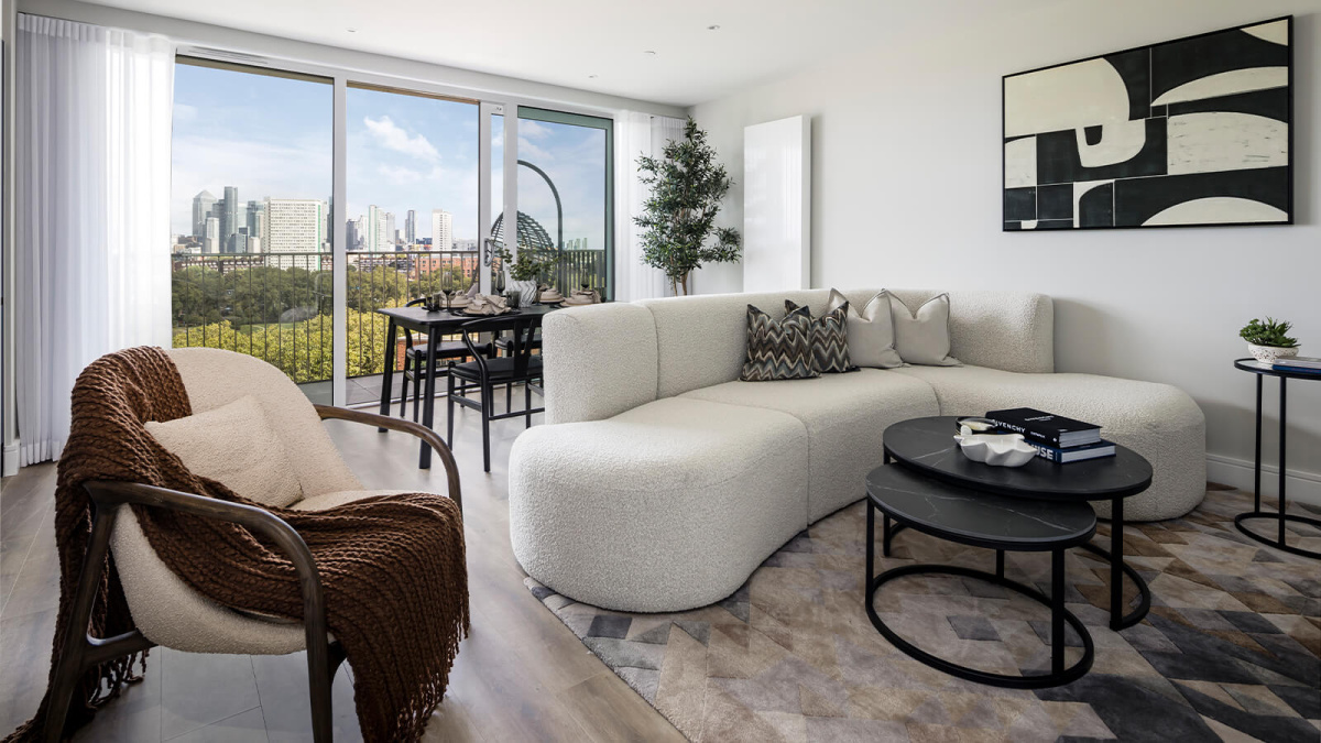 Living area at Neptune Wharf ©Galliard Homes.