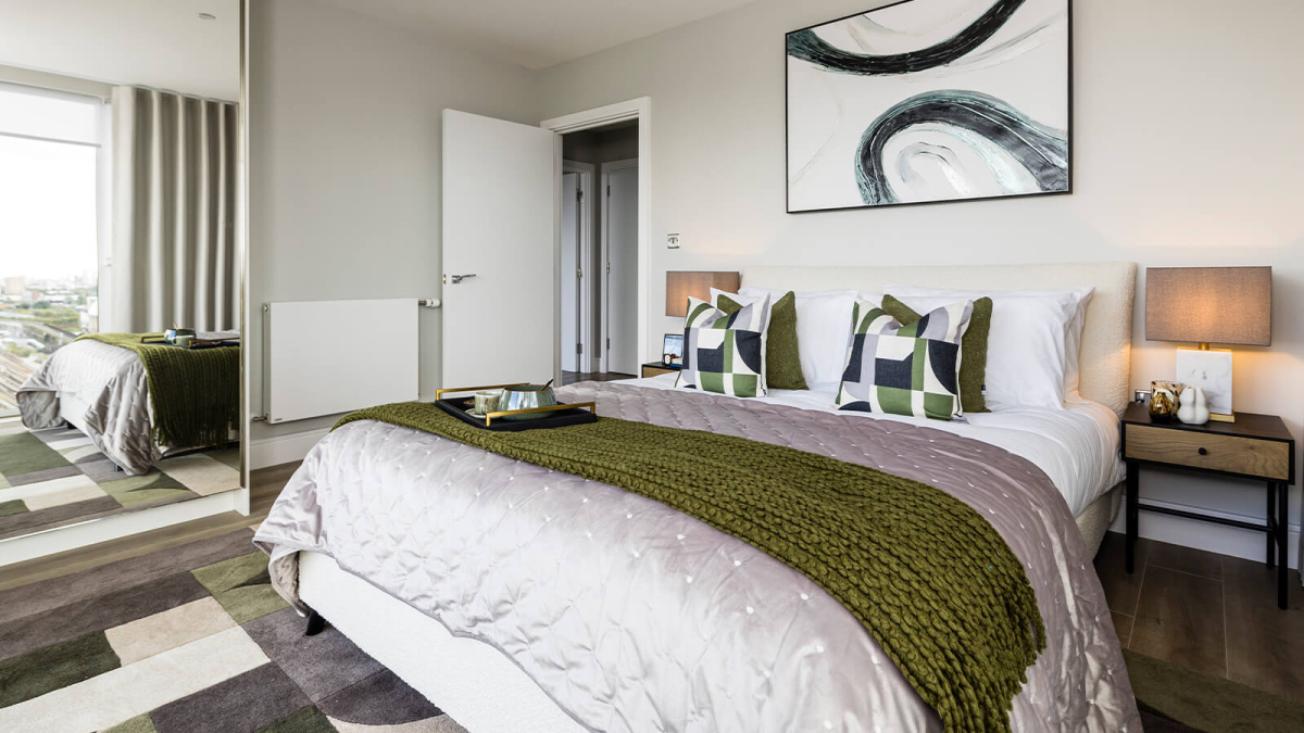 Bedroom at Neptune Wharf ©Galliard Homes.