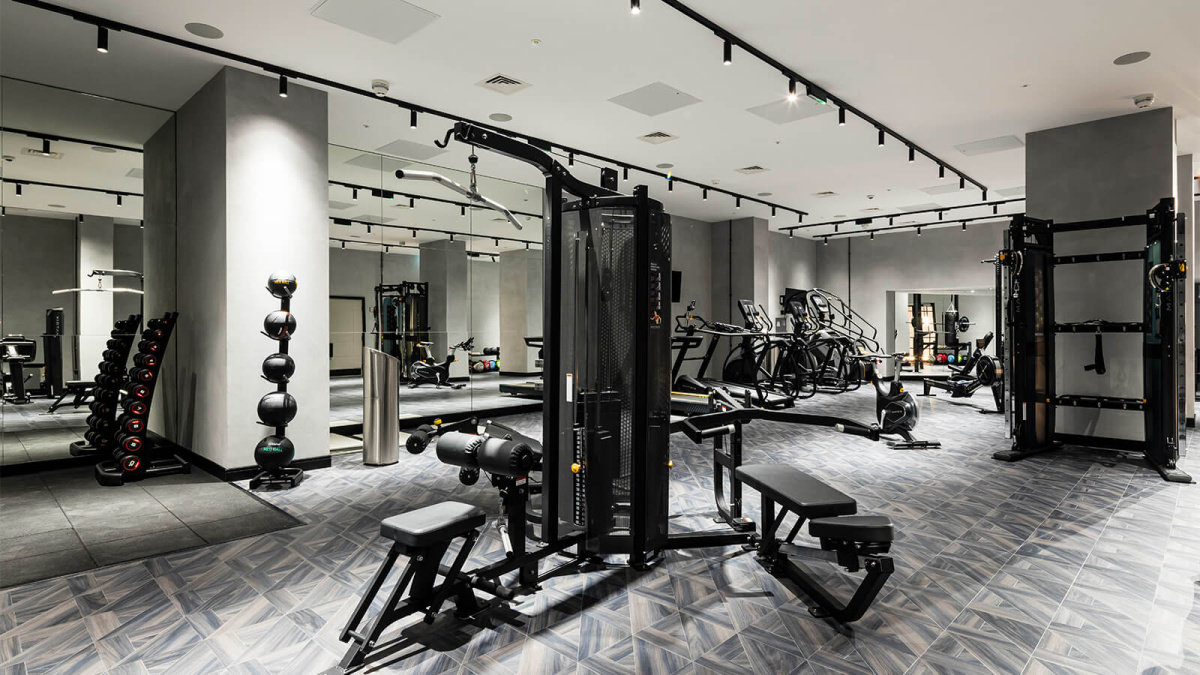 Gymnasium in lower level 2 at The Stage, ©Galliard Homes.