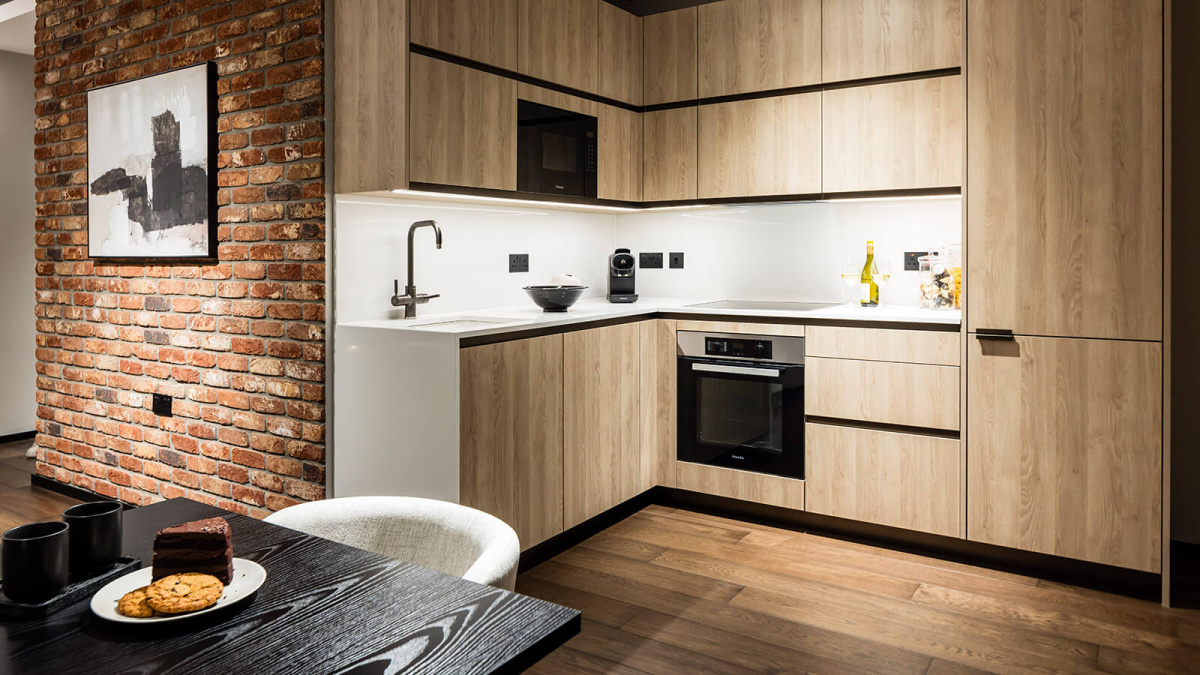 Kitchen at Apartment 2607 The Stage, ©Galliard Homes.