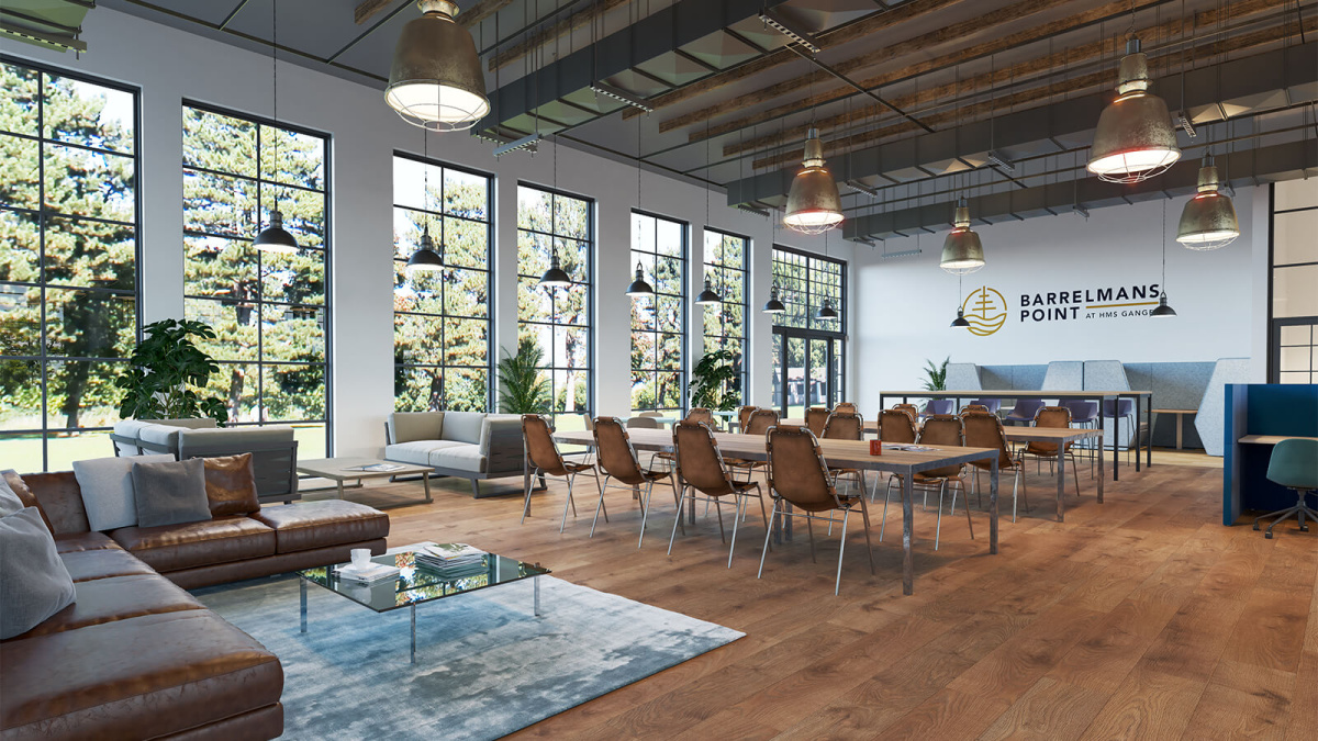 Barrelmans Point co-working space, computer generated image intended for illustrative use only, ©Wavensmere Barrelmans Point co-working space, computer generated image intended for illustrative use only, ©Wavensmere