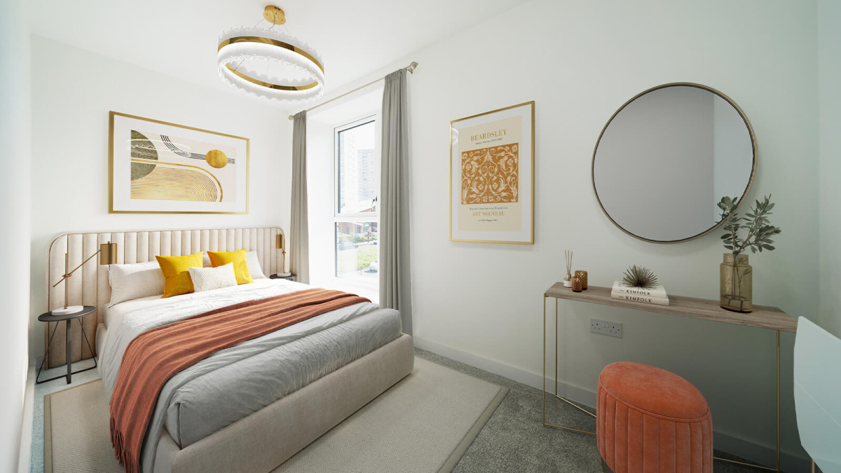 Bedroom, computer generated image intended for illustrative use only, ©Wavensmere