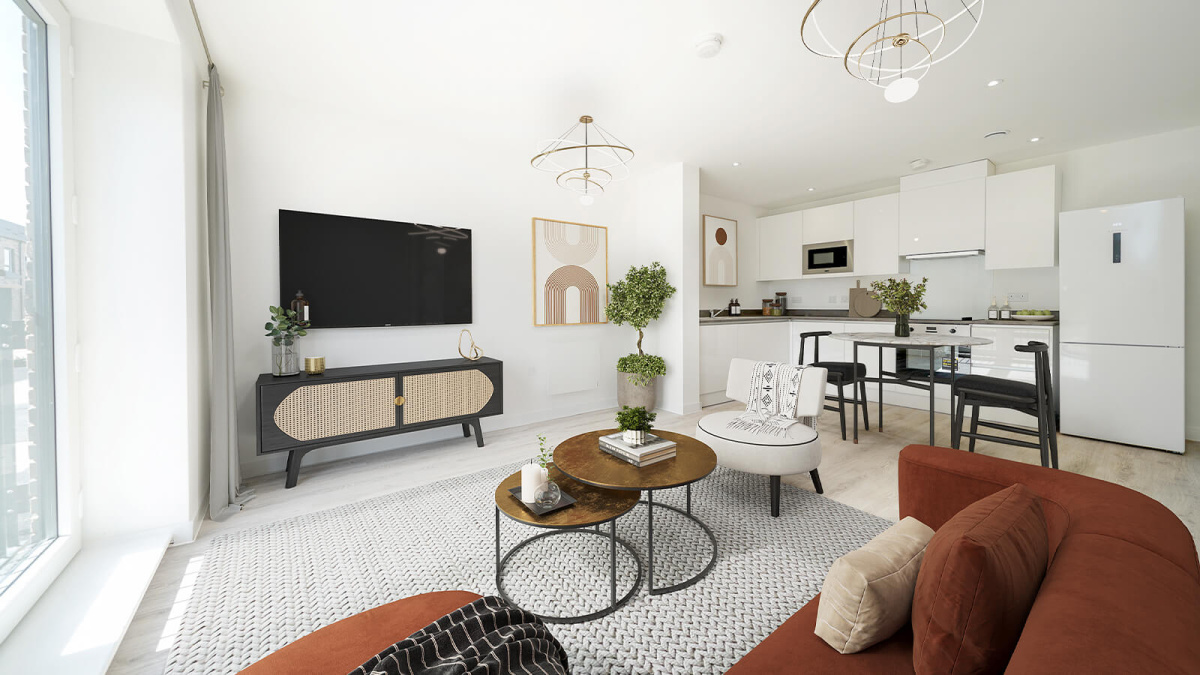 Living area, computer generated image intended for illustrative use only, ©Wavensmere