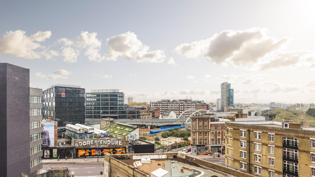 Actual view from Apartment 608 The Stage, ©Galliard Homes.