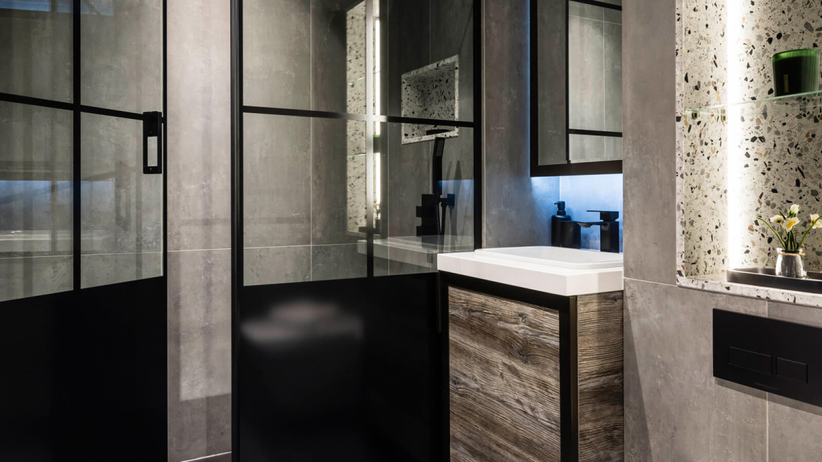 Shower room at Apartment 608 The Stage, ©Galliard Homes.