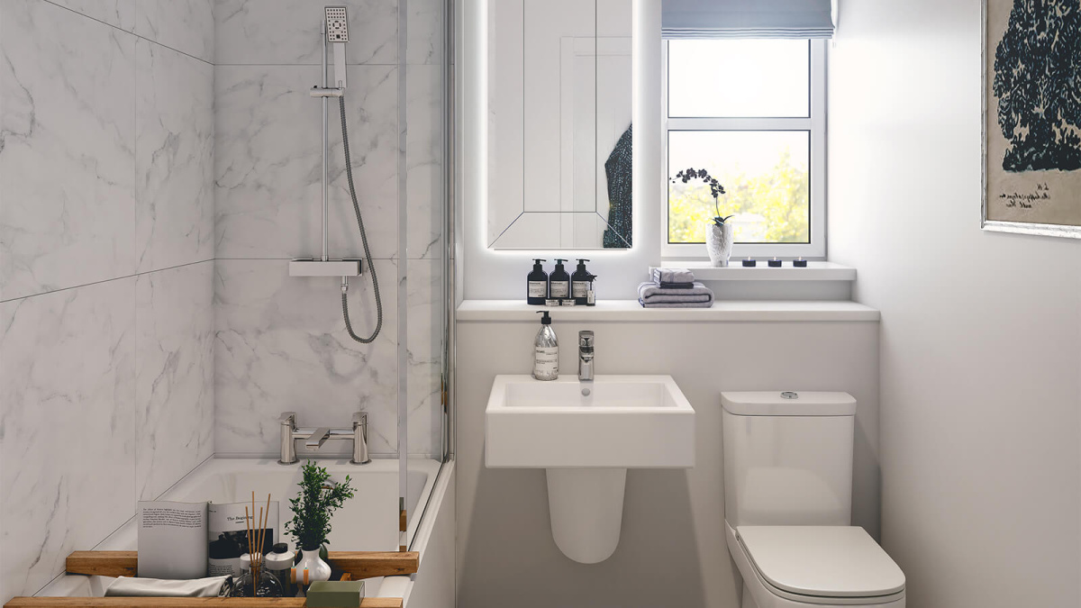 Bathroom at a Barrelmans Point house, computer generated image intended for illustrative use only, ©Wavensmere