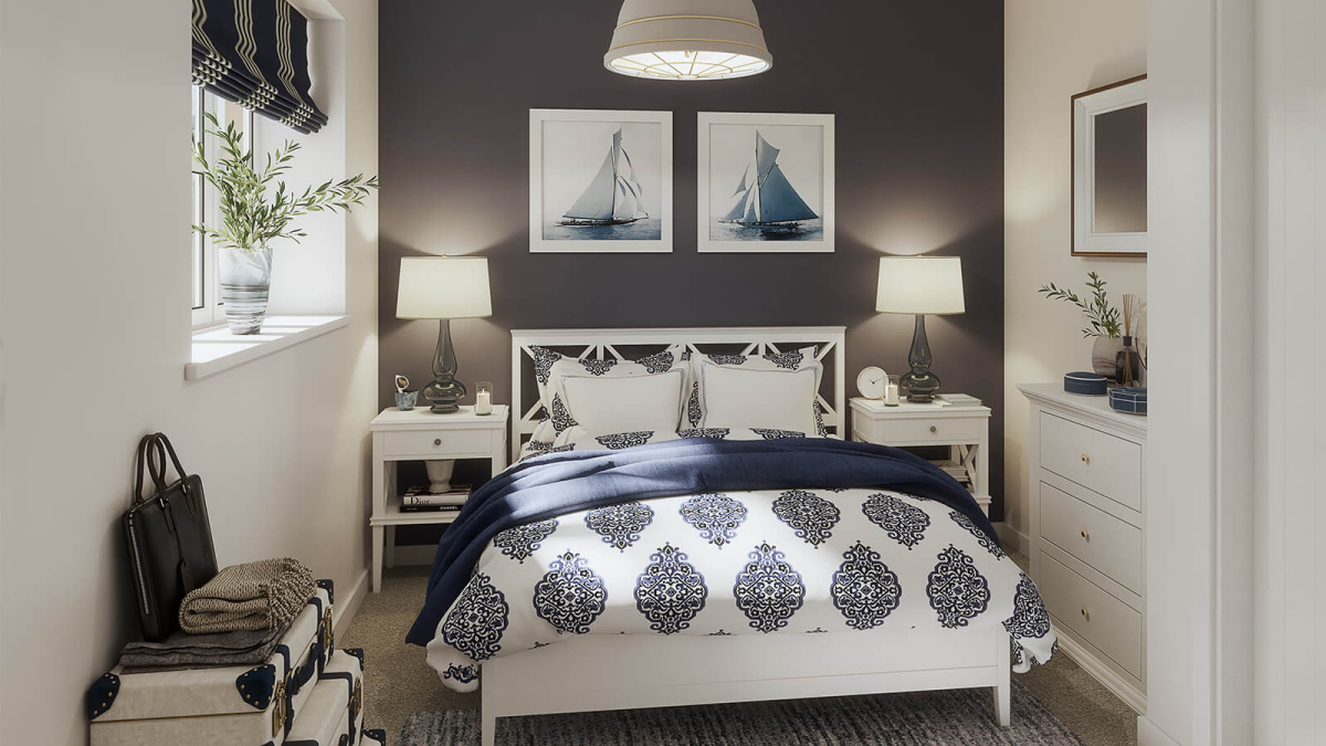 Bedroom at a Barrelmans Point house, computer generated image intended for illustrative use only, ©Wavensmere