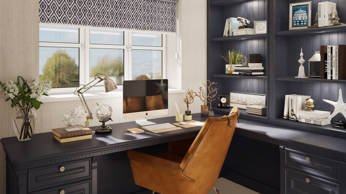 Study at a Barrelmans Point house, computer generated image intended for illustrative use only, ©Wavensmere