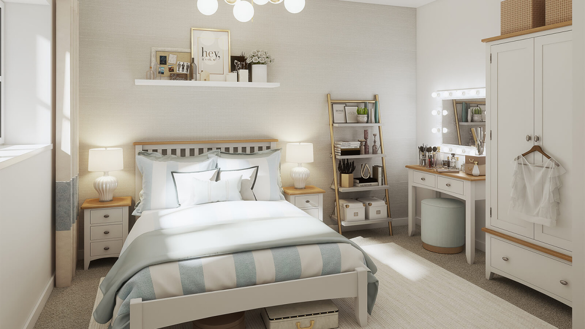 Bedroom at a Barrelmans Point house, computer generated image intended for illustrative use only, ©Wavensmere