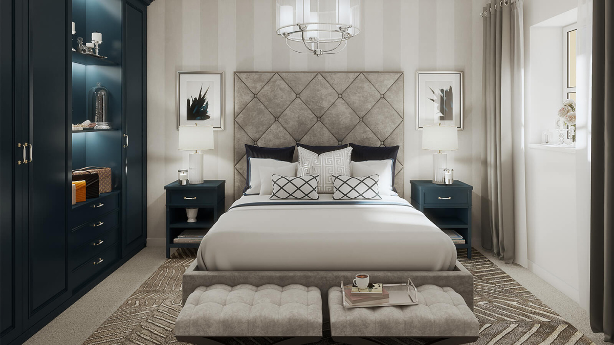 Bedroom at a Barrelmans Point house, computer generated image intended for illustrative use only, ©Wavensmere