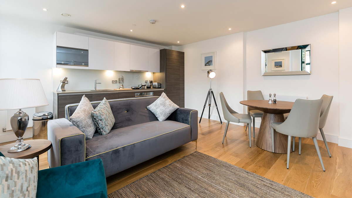 Open-plan kitchen, living and dining area, ©Galliard Homes.