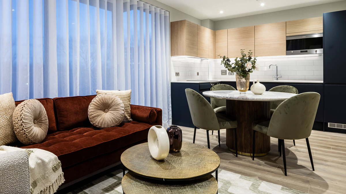 Open-plan living at Neptune Wharf ©Galliard Homes.
