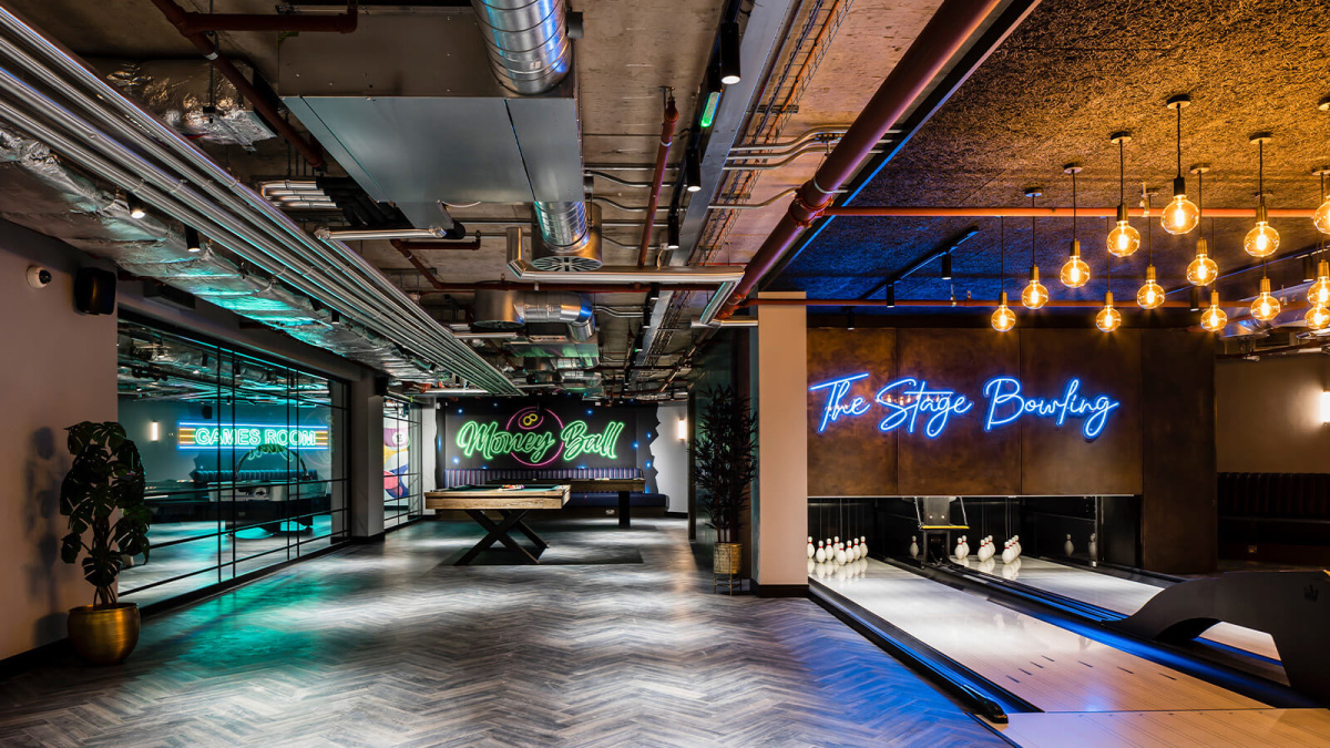 The Stage Bowling in lower level 2 at The Stage, ©Galliard Homes.