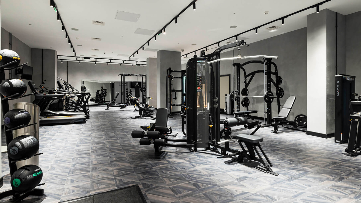 Gymnasium in lower level 2 at The Stage, ©Galliard Homes.