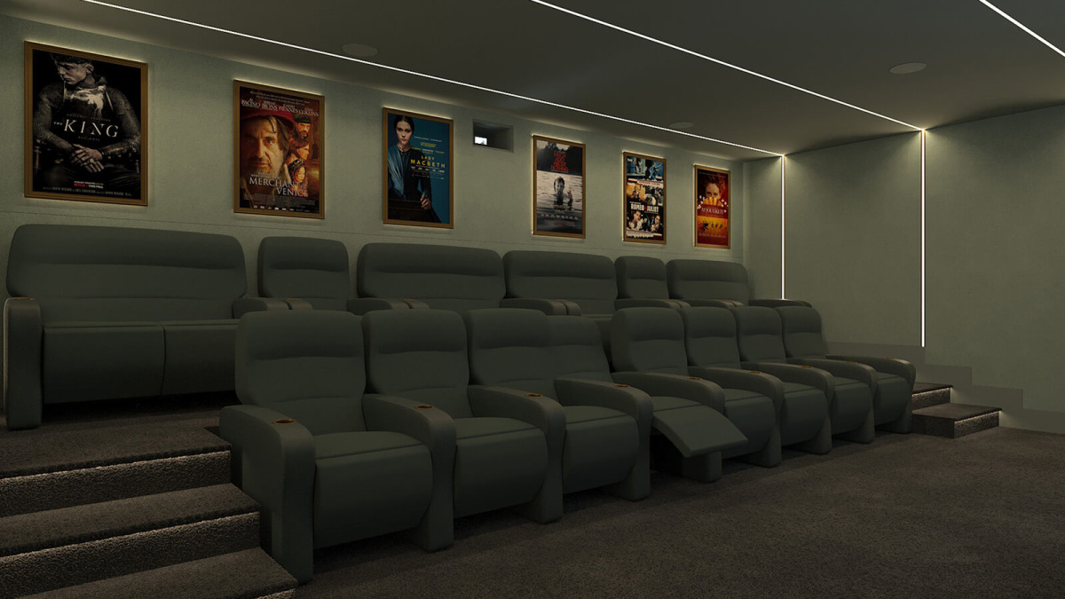 The Stage cinema room, computer generated image intended for illustrative purposes only, ©Galliard Homes.
