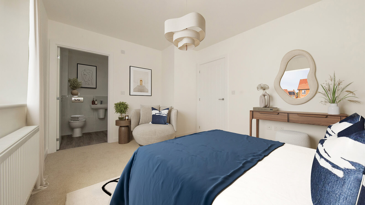 Primary bedroom and ensuite at Barrelmans Point, ©Wavensmere