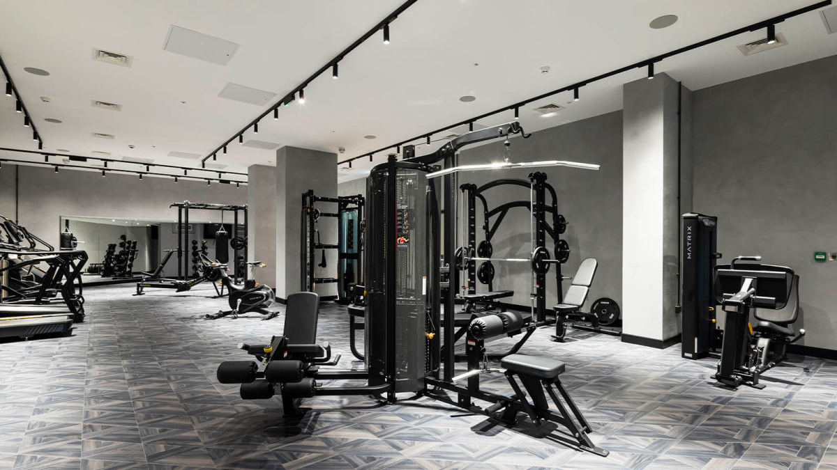 Gymnasium in lower level 2 at The Stage, ©Galliard Homes.