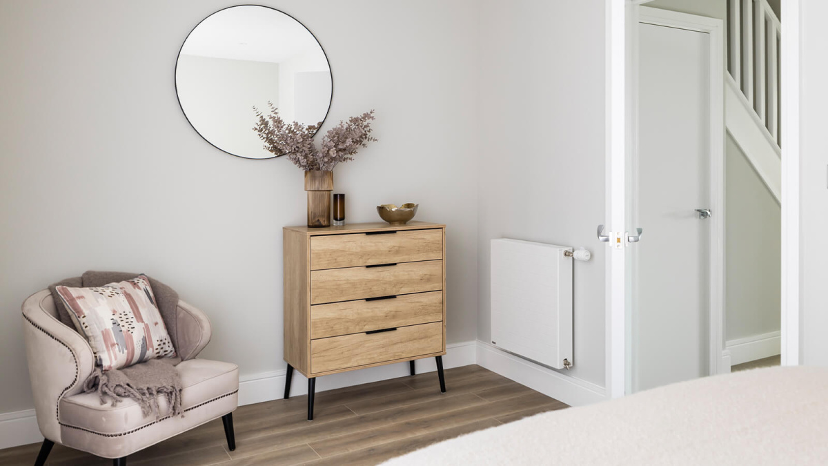 Duplex bedroom at Neptune Wharf ©Galliard Homes.