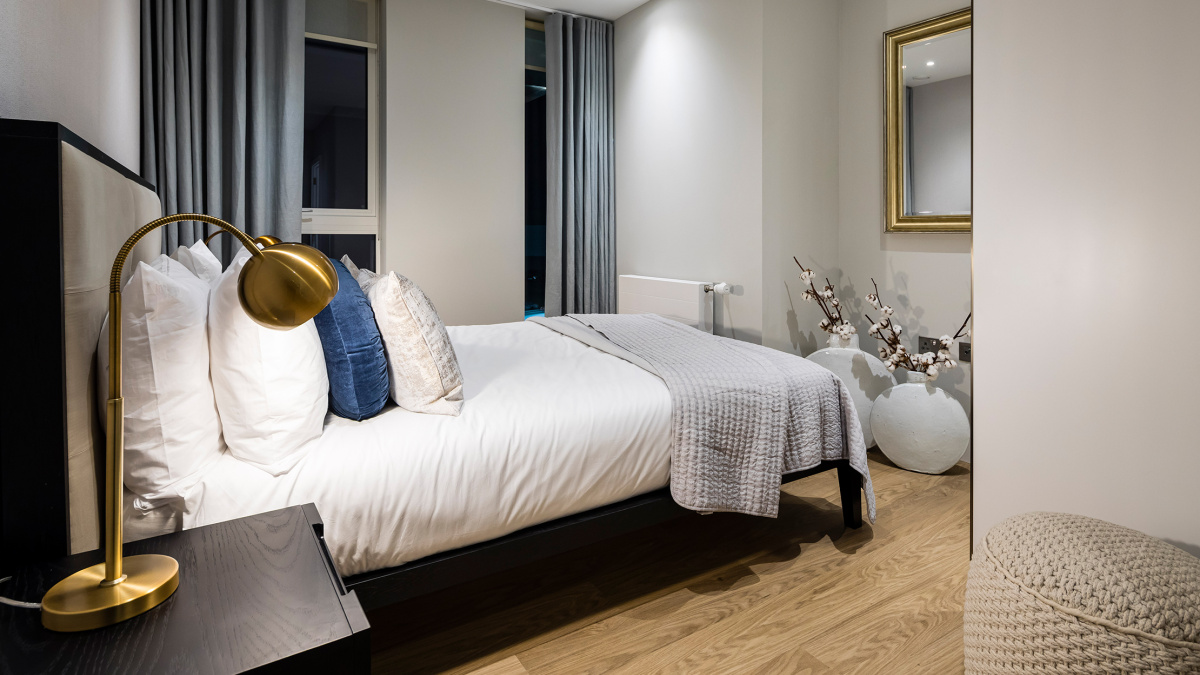 Bedroom at a Wimbledon Grounds Apartment ©Galliard Homes.