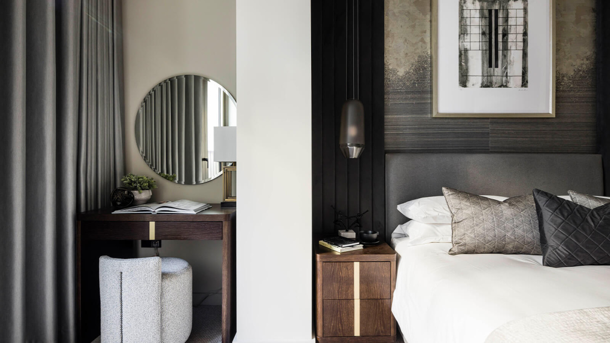 Bedroom at a TCRW SOHO apartment ©Galliard Homes.