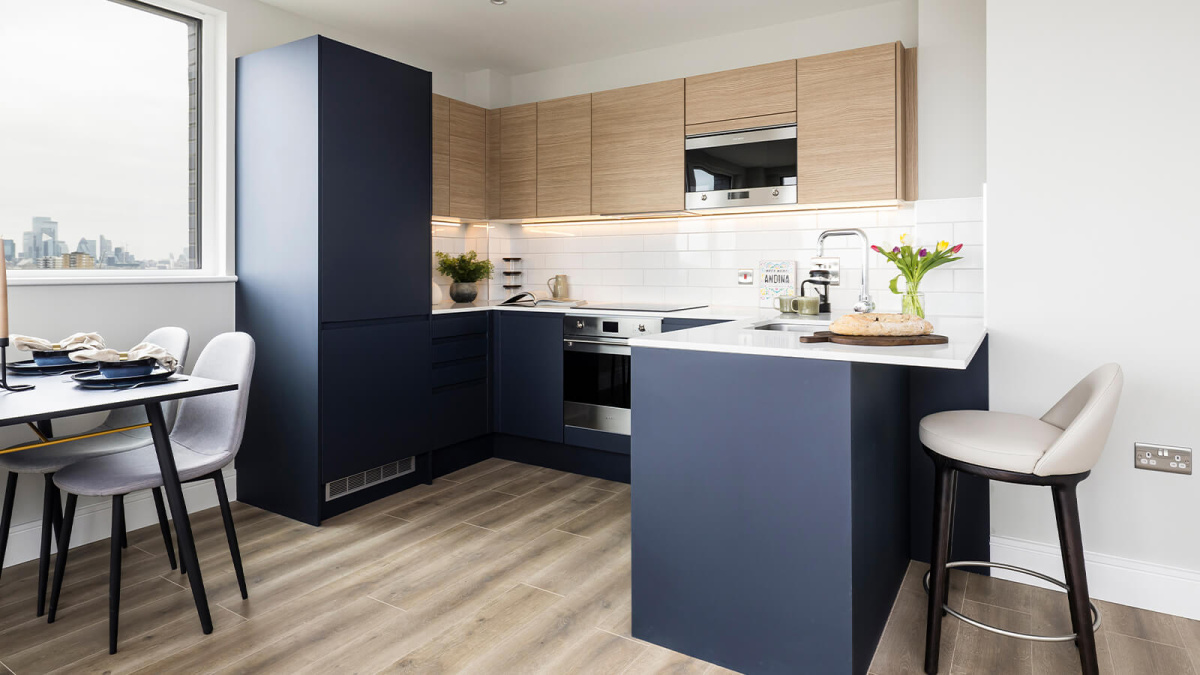 Kitchen area at Neptune Wharf ©Galliard Homes.