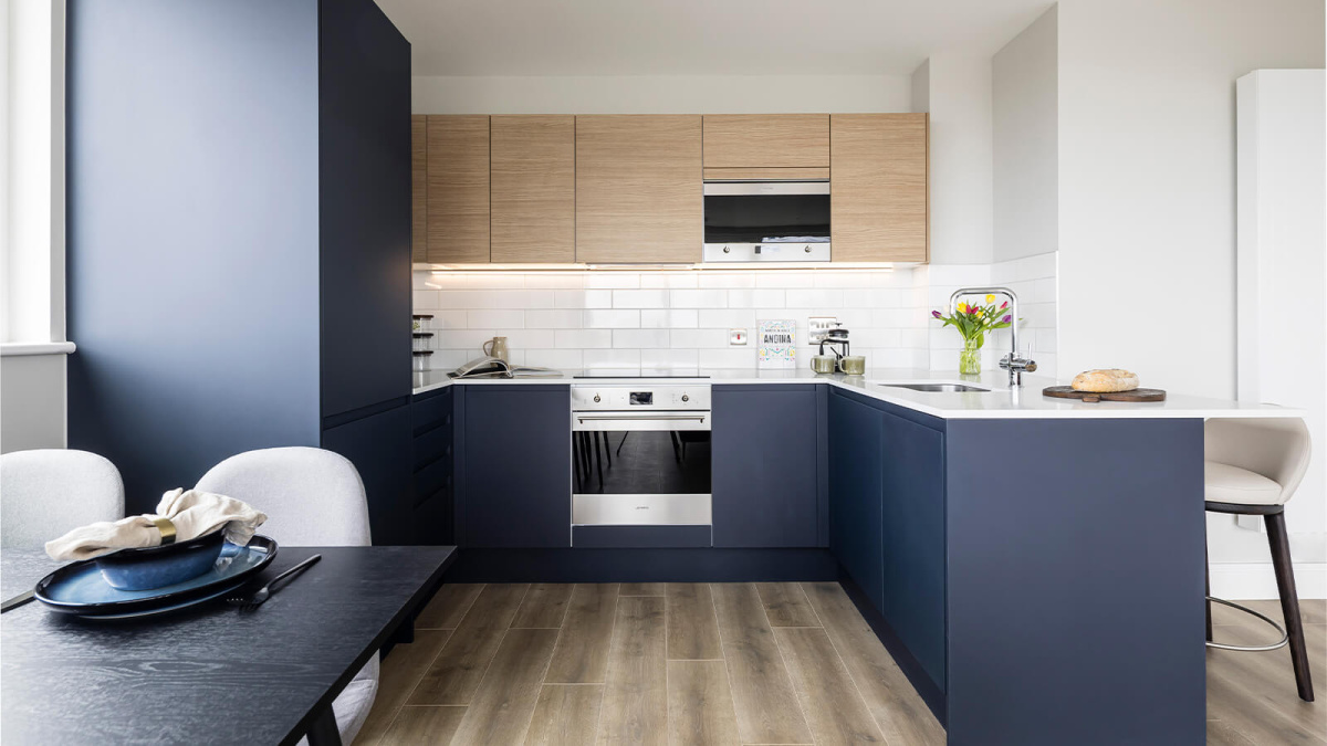 Kitchen area at Neptune Wharf ©Galliard Homes.